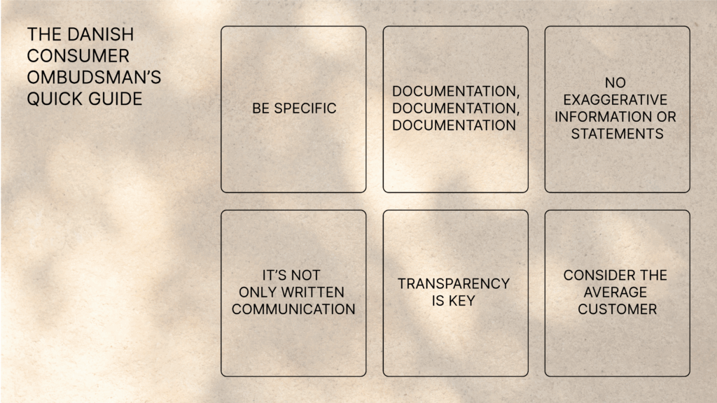 A simple graphic summarising the recommendations for environmental marketing
